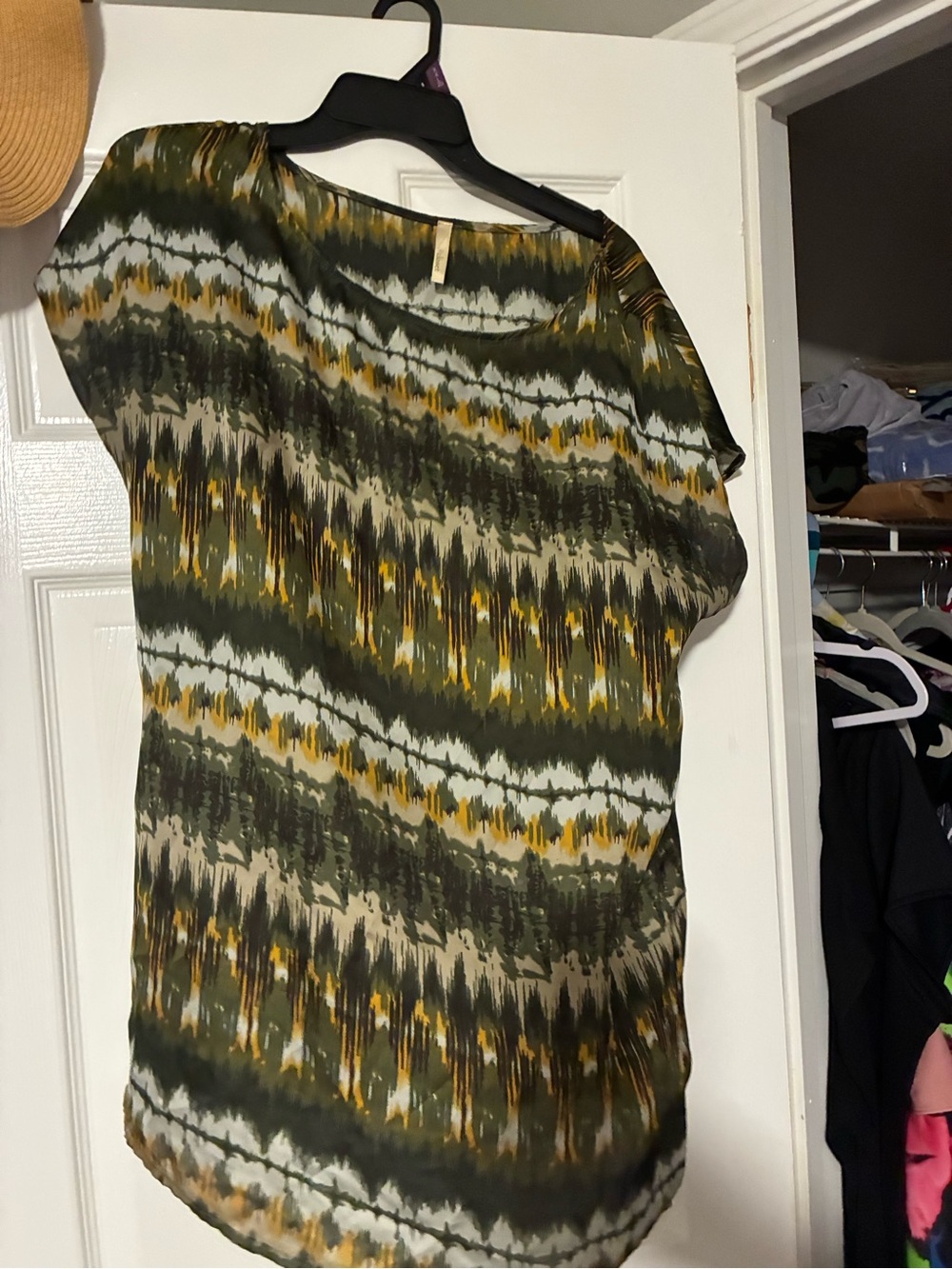 Closet Olive & Mustard Patterned Tunic Top